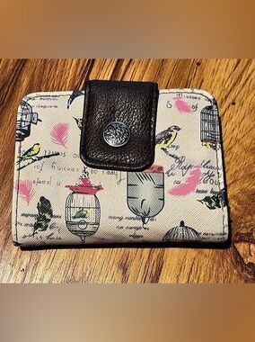 Printed Wallet in Cream & Brown